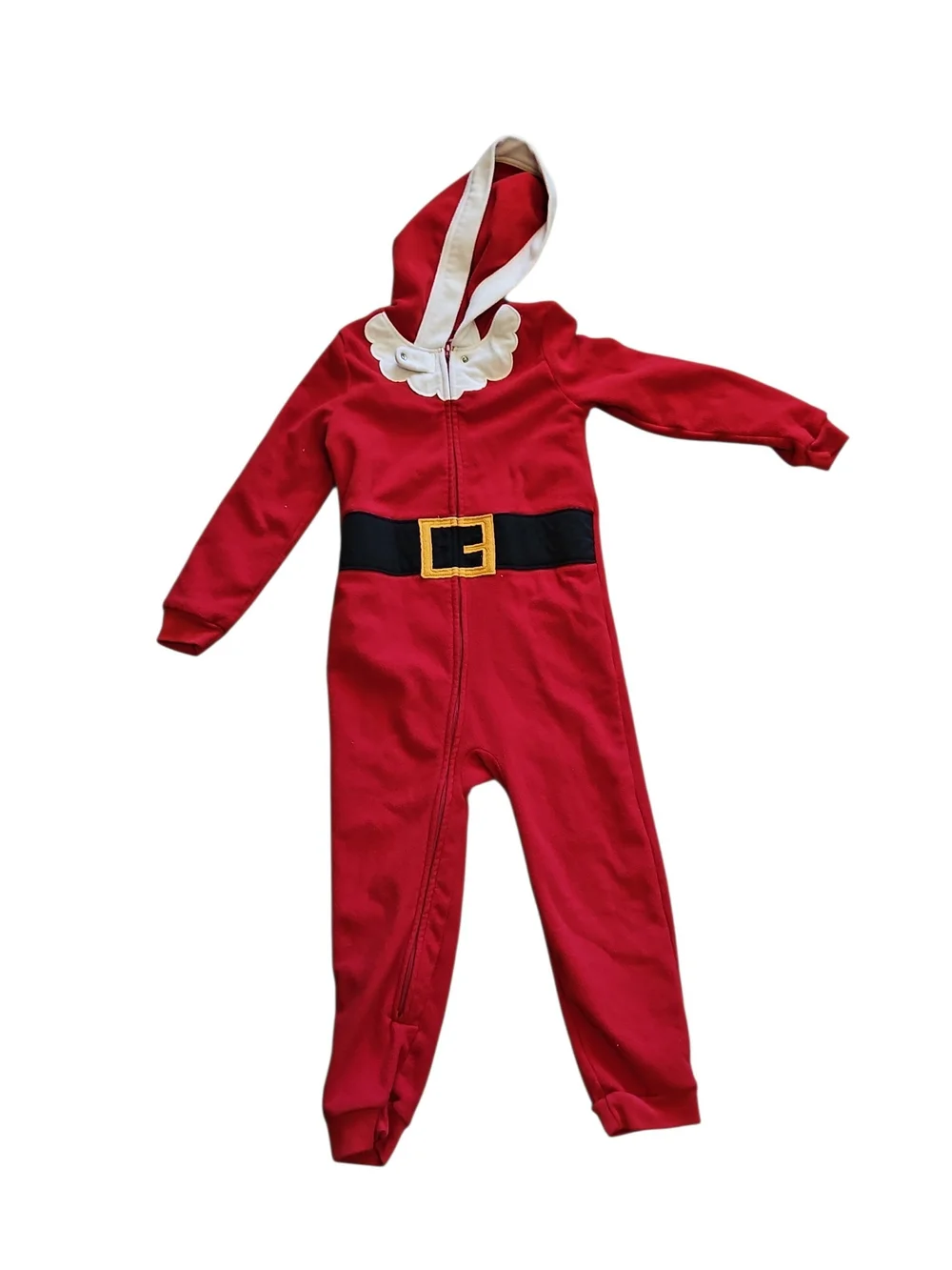 Kids Red Santa Hooded One-Piece Footie Pajamas Size 5t